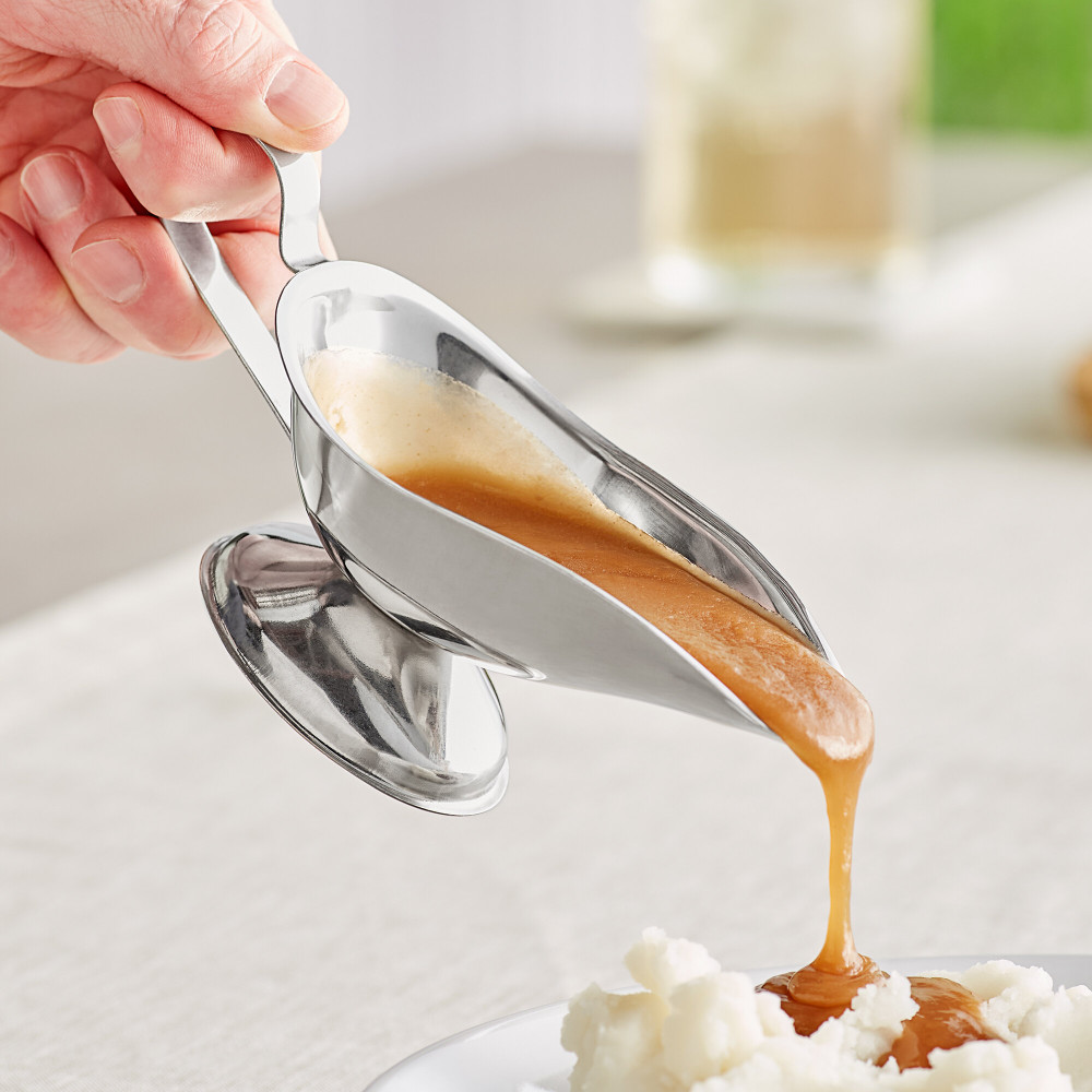 Соусник из нержавеющей стали овальный с ручкой 150 мл 13,3х7,7х7 см