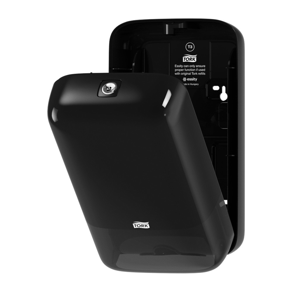 Диспенсер для листовой туалетной бумаги Tork Elevation пластиковый черный 159х271х128 мм