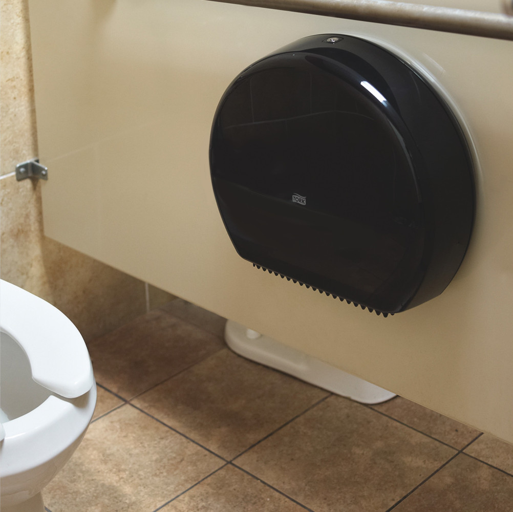 Диспенсер для рулонной туалетной бумаги Tork Elevation пластиковый черный 345х275х132 мм