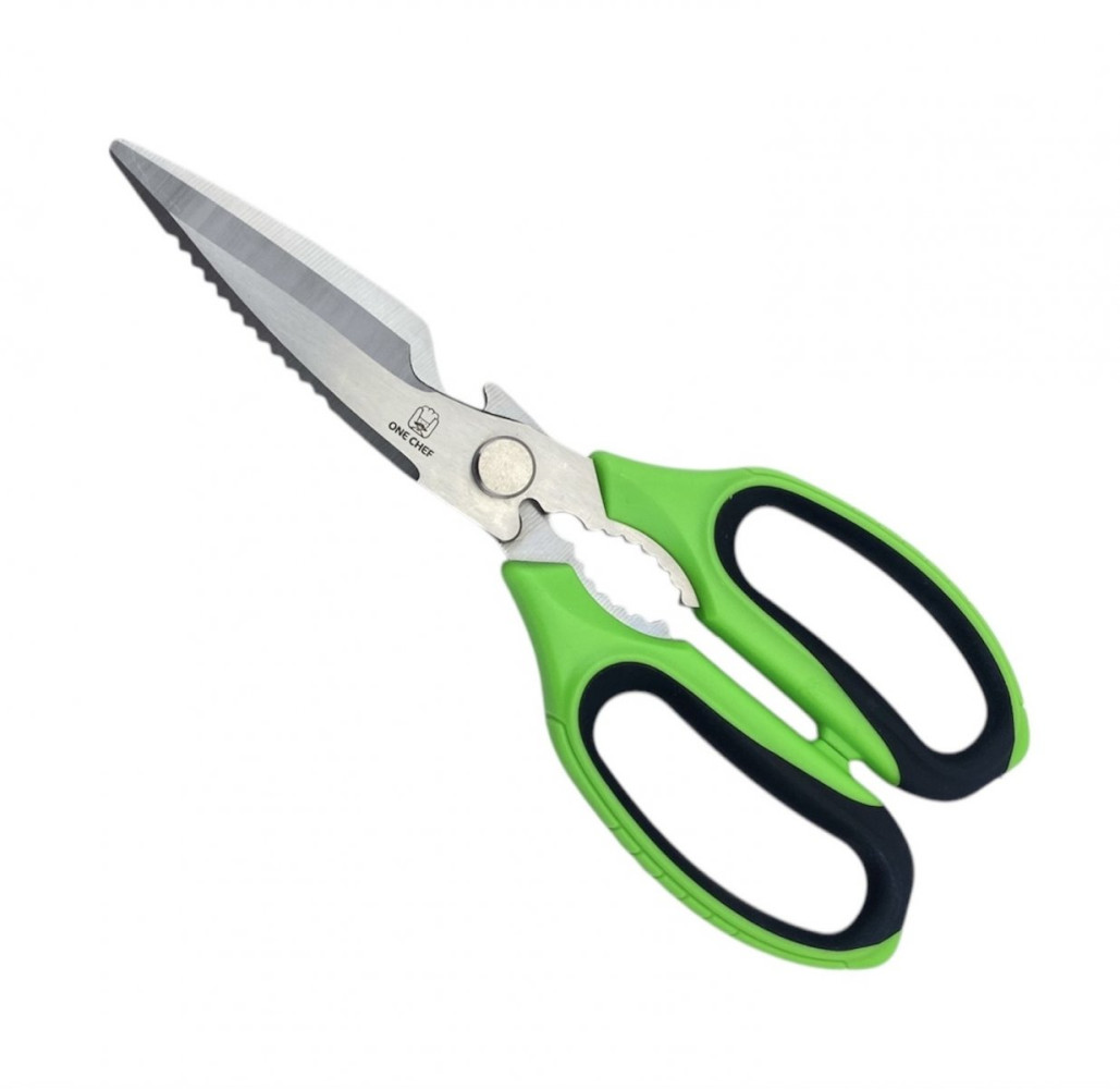 Ножницы кухонные из нержавеющей стали зелено-черные 22,6 см