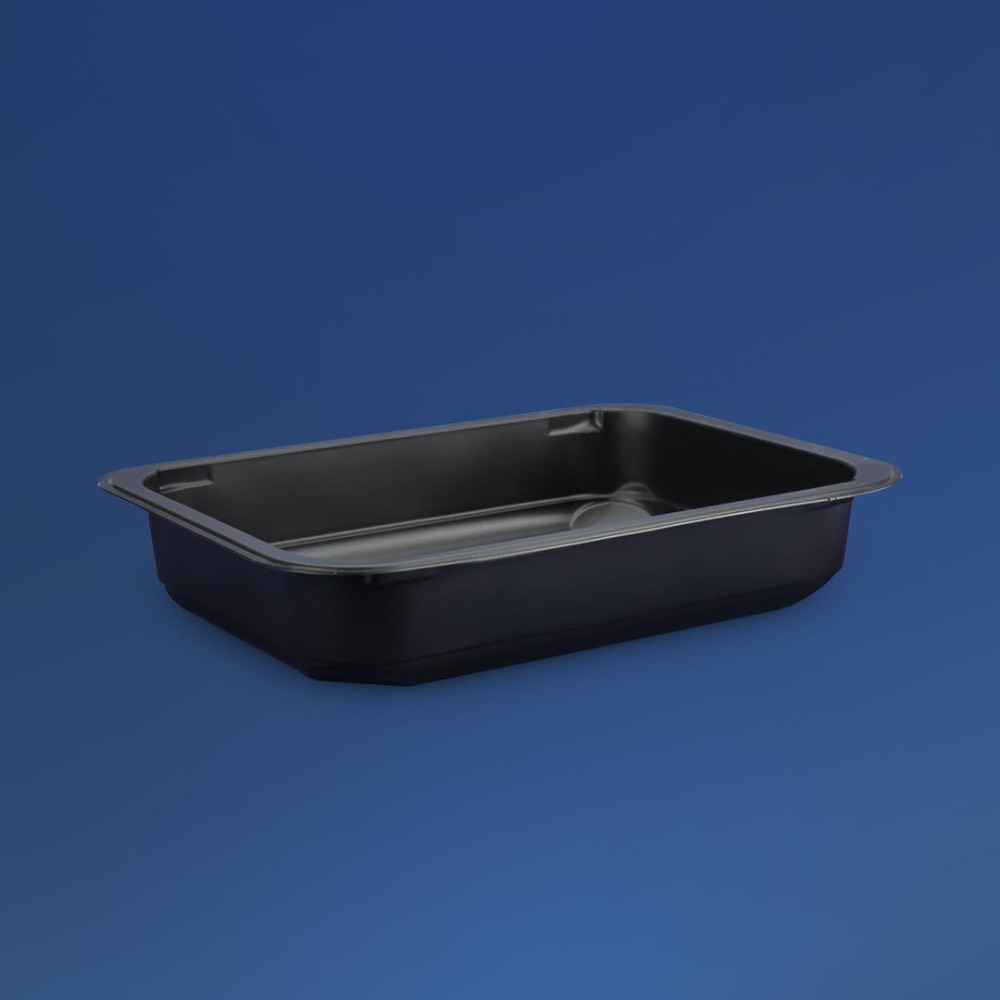 Контейнер пластиковый ПП-118-500 черный с крышкой 500 мл 187х138х36 мм 400 шт/ящ