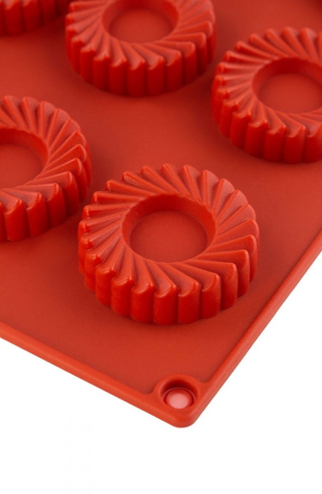 Форма силиконовая Профи Саварин 12 ячеек красная 4,3 см