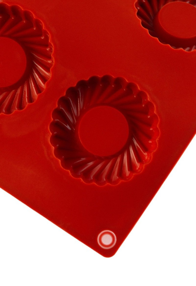 Форма силиконовая Профи Саварин 12 ячеек красная 4,3 см