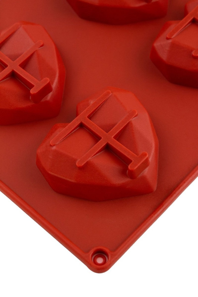 Форма силиконовая Профи Ледяное сердце 12 ячеек красная 5,1х4,9 см