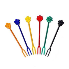 Шпажка-вилочка пластиковая Цветочек ассорти 80 мм 1000 шт/уп