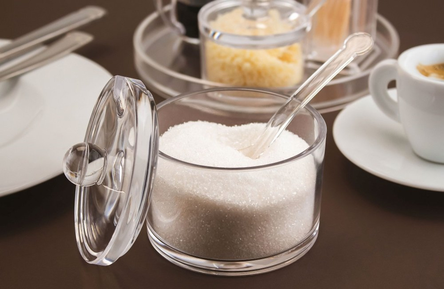 Емкость для специй из акрила прозрачная с ложкой 260 мл