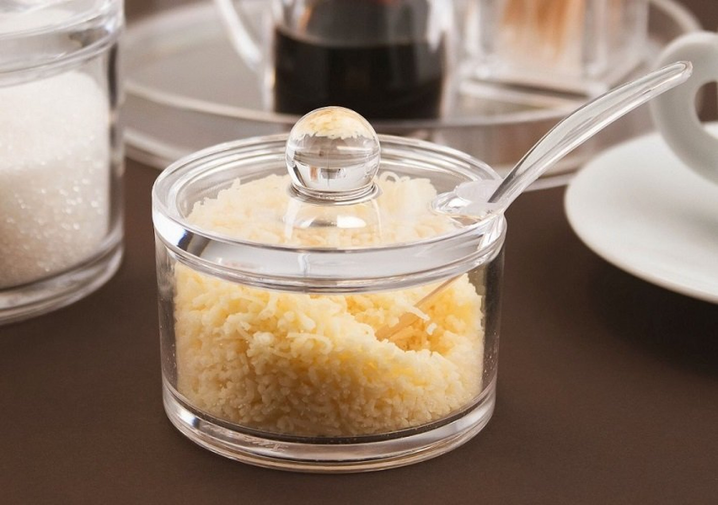 Емкость для специй из акрила прозрачная с ложкой 100 мл