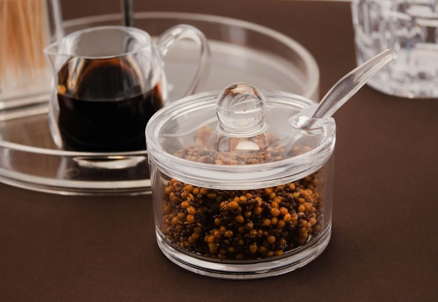 Емкость для специй из акрила прозрачная с ложкой 100 мл