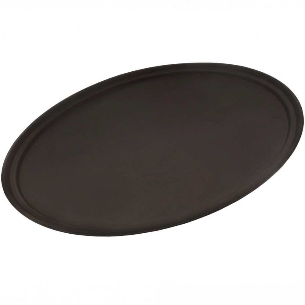 Поднос пластиковый овальный антислип коричневый 73х60х3 см