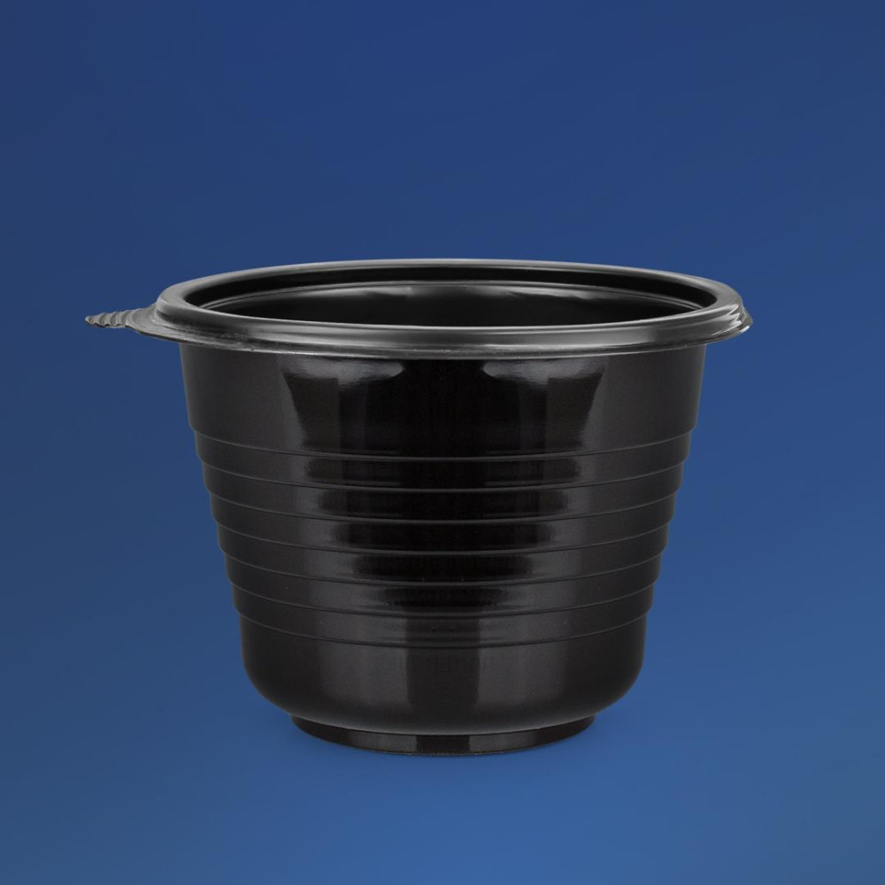 Супник пластиковый ПП-117-750 черный с крышкой 750 мл 140х100 мм 480 шт/ящ