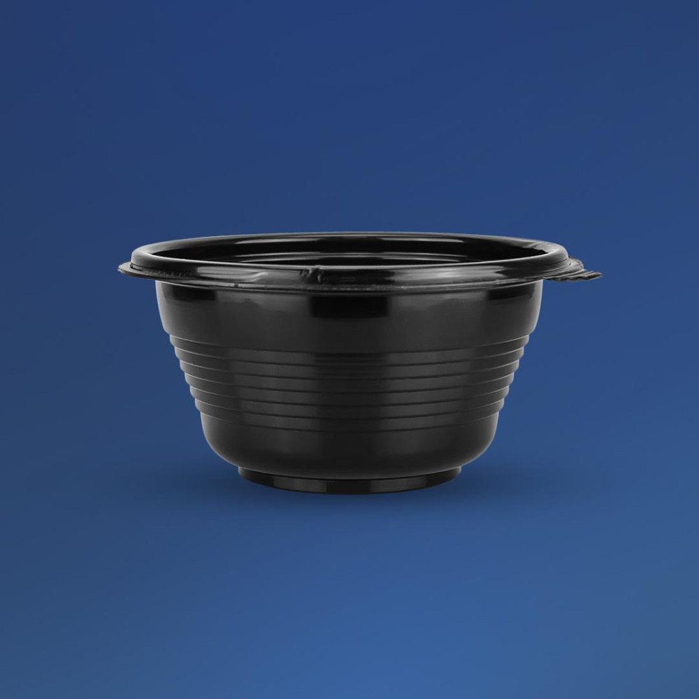 Супник пластиковый ПП-117-500 черный с крышкой 500 мл 140х75 мм 1 шт (480 шт/ящ)