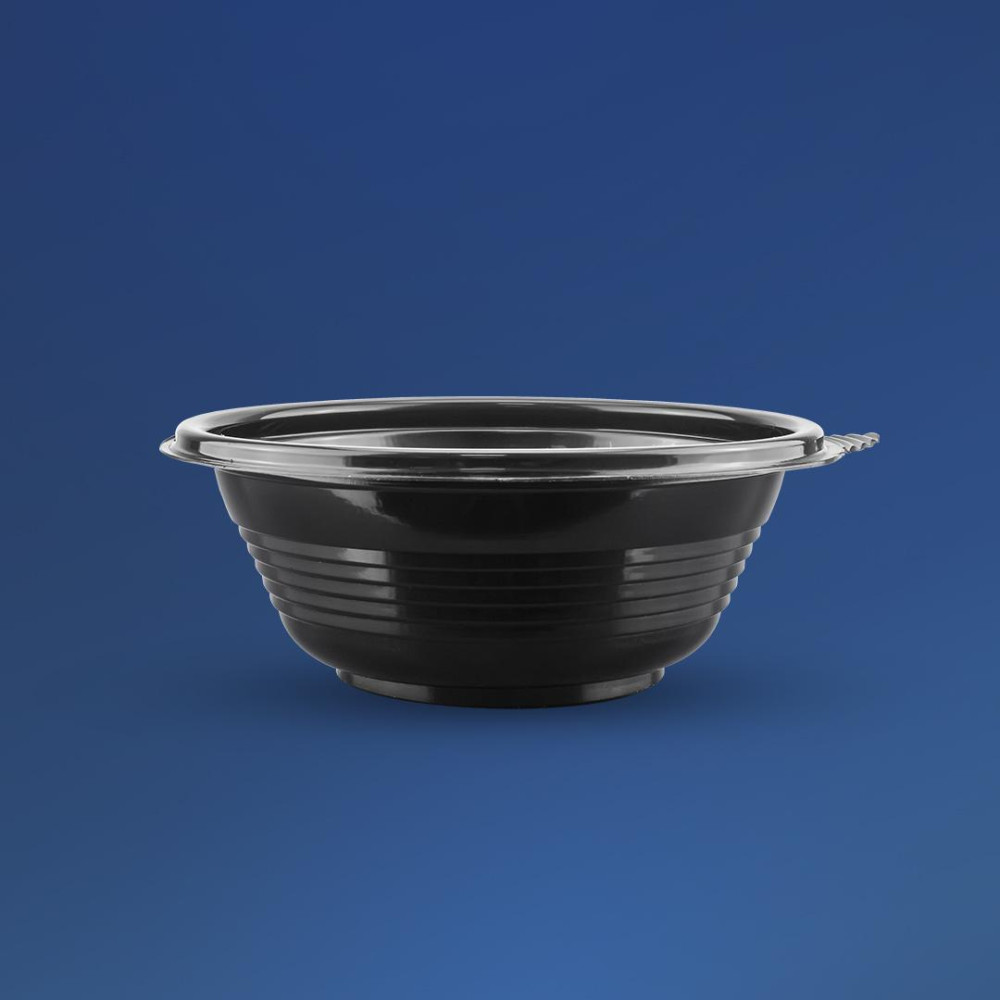 Супник пластиковый ПП-117-350 черный с крышкой 350 мл 140х55 мм 480 шт/ящ