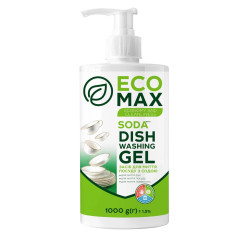 Средство для мытья посуды EcoMax с содой и дозатором 1 кг (12 шт/ящ)