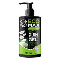 Средство для мытья посуды EcoMax с активированным углем и дозатором 1 кг (12 шт/ящ)