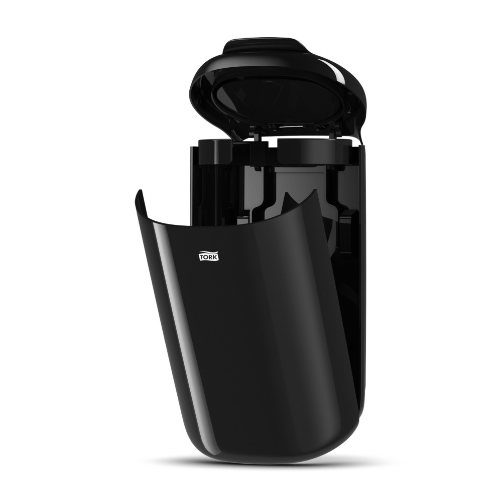 Корзина для мусора пластиковая Tork Elevation черная с крышкой 5 л 190х338х160 мм