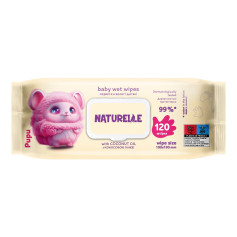 Салфетки влажные детские Naturelle с кокосовым маслом 19х19 см 120 шт/уп (8 уп/ящ)