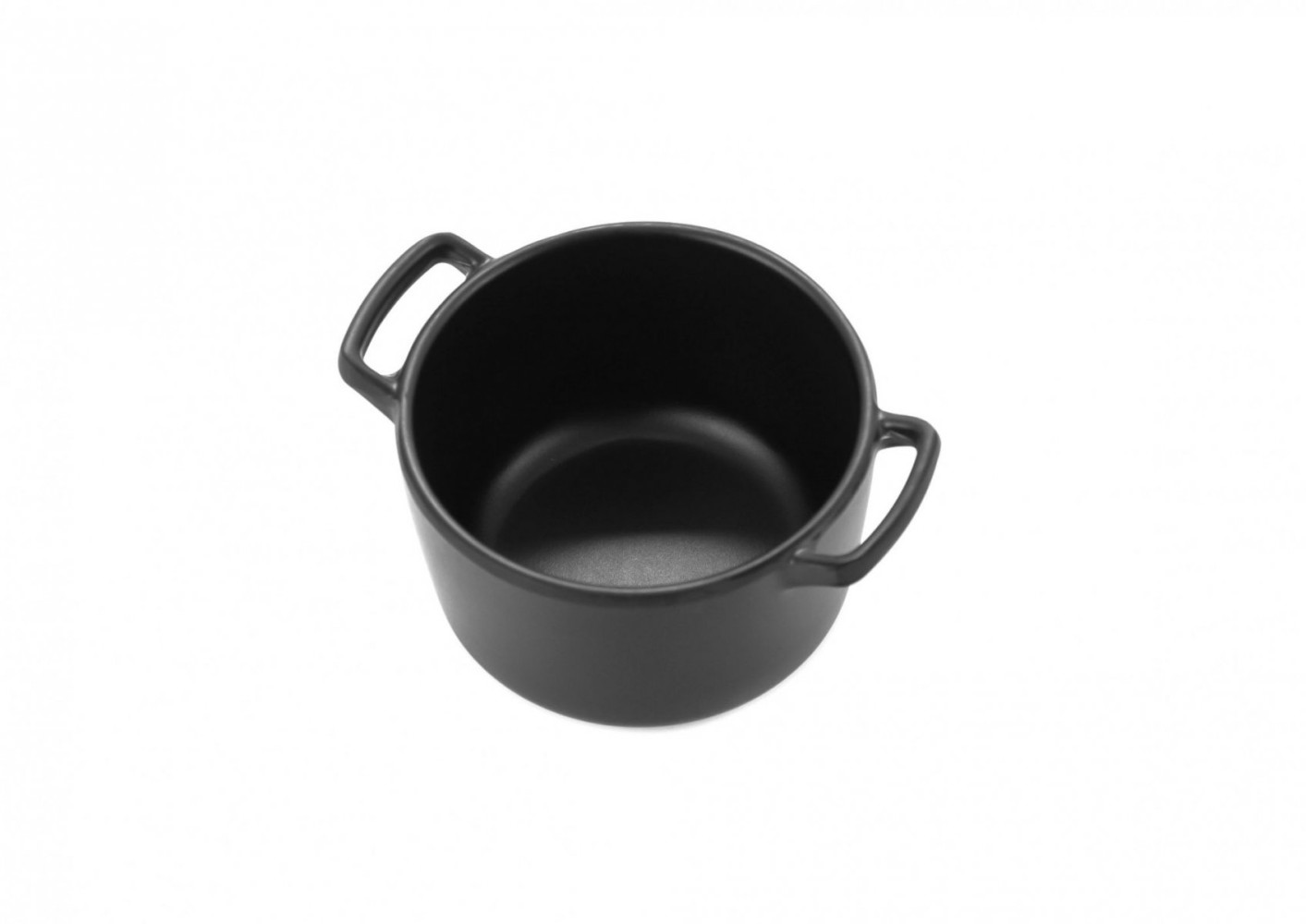 Кастрюлька из меламина черная с ручками 200 мл 9х5,7 см