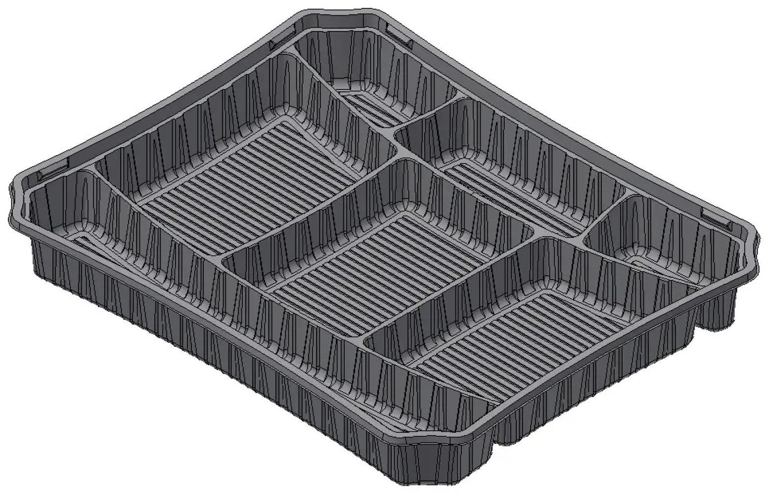 Упаковка для суши 24х29см с делениями, крышкой  ПП-18777, 1шт