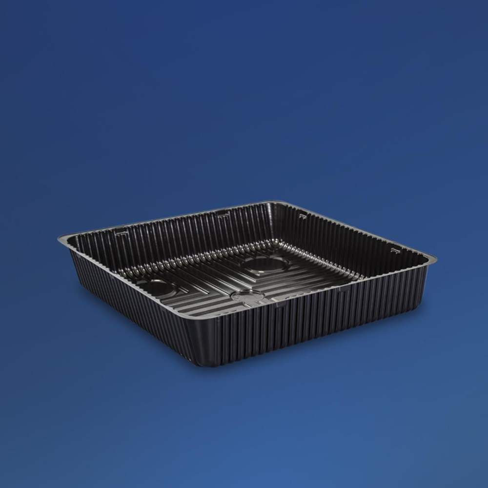 Упаковка для суши пластиковая ПС-65 черная с крышкой 1100 мл 195х195х38 мм 414 шт/ящ