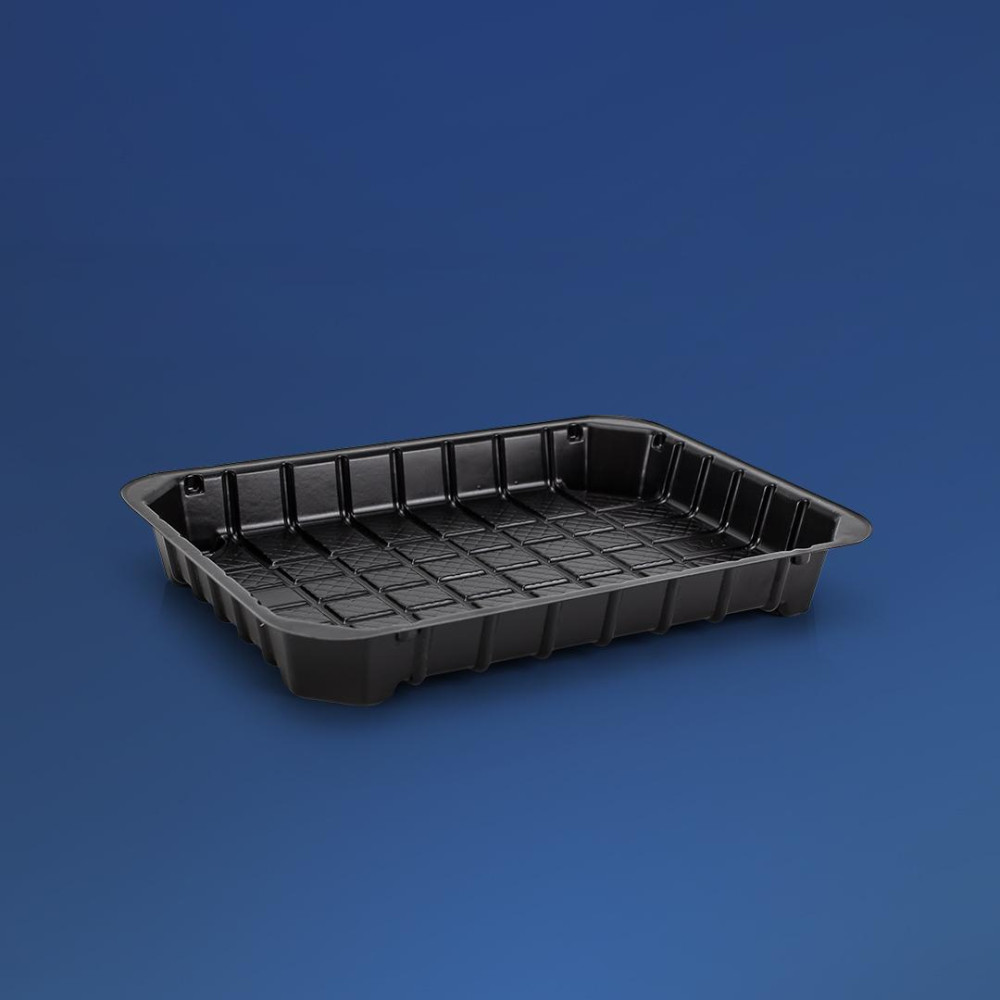 Упаковка для суши пластиковая ПС-63 черная с крышкой 380 мл 180х138х20 мм 1 шт (380 шт/ящ)