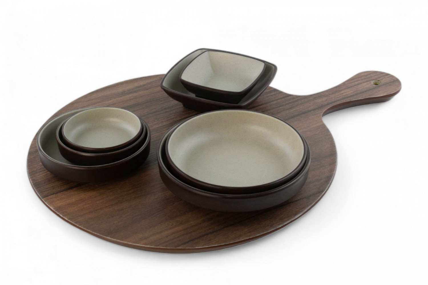 Доска сервировочная из меламина круглая коричневая 32х1,5 см