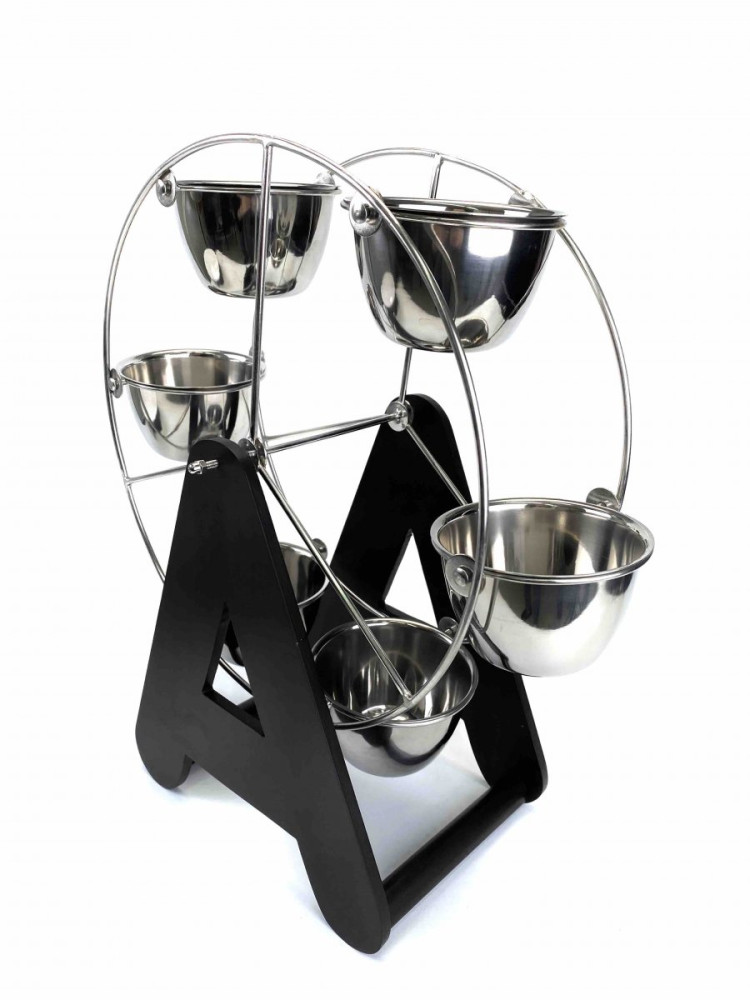 Набор соусников из нержавеющей стали вращающийся на подставке 300 мл 6 шт