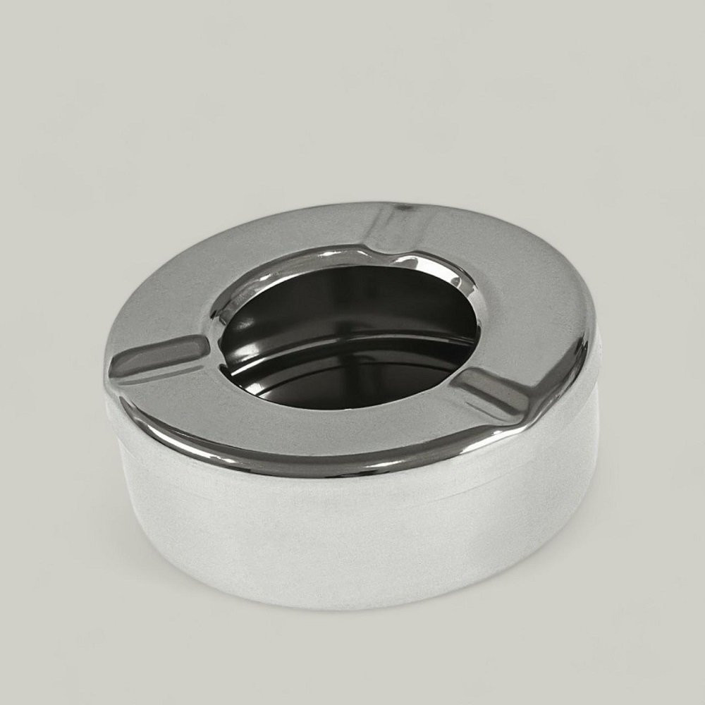 Пепельница из нержавеющей стали круглая с крышкой 9х3,5 см