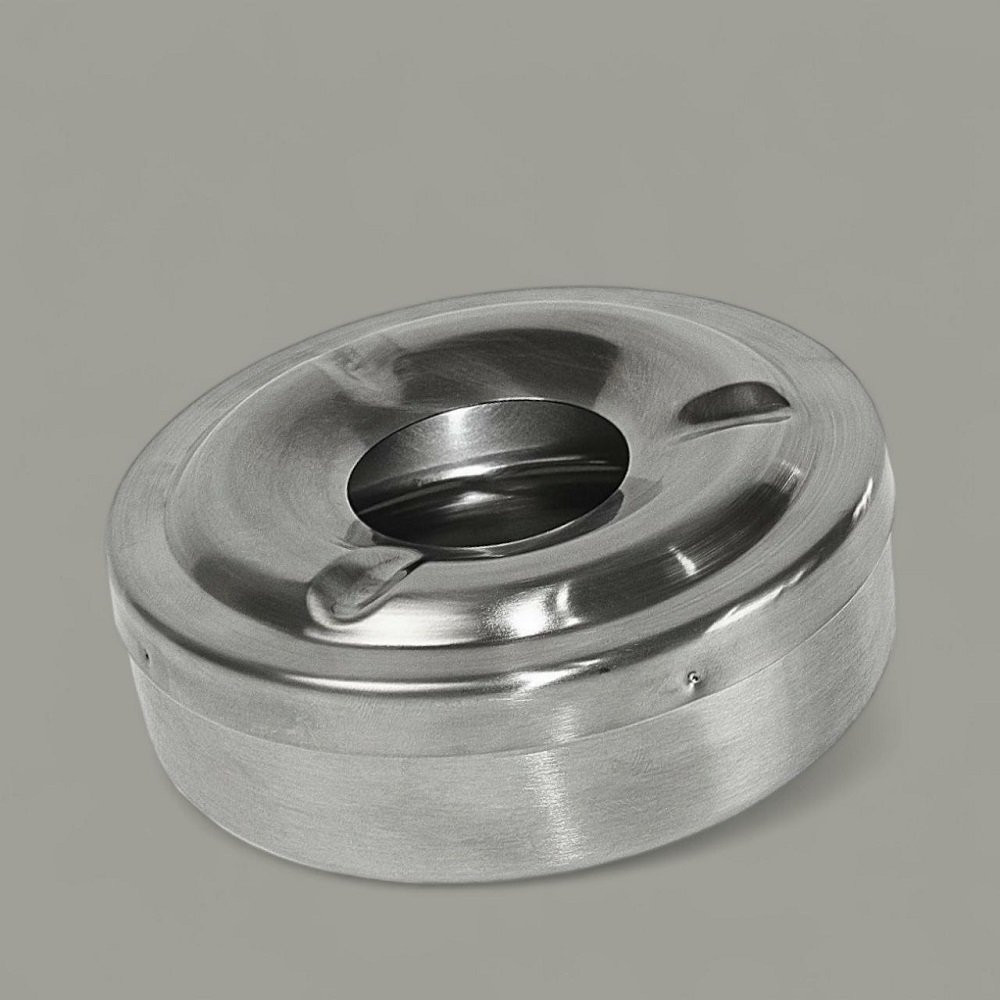 Пепельница из нержавеющей стали круглая с крышкой 11х4 см