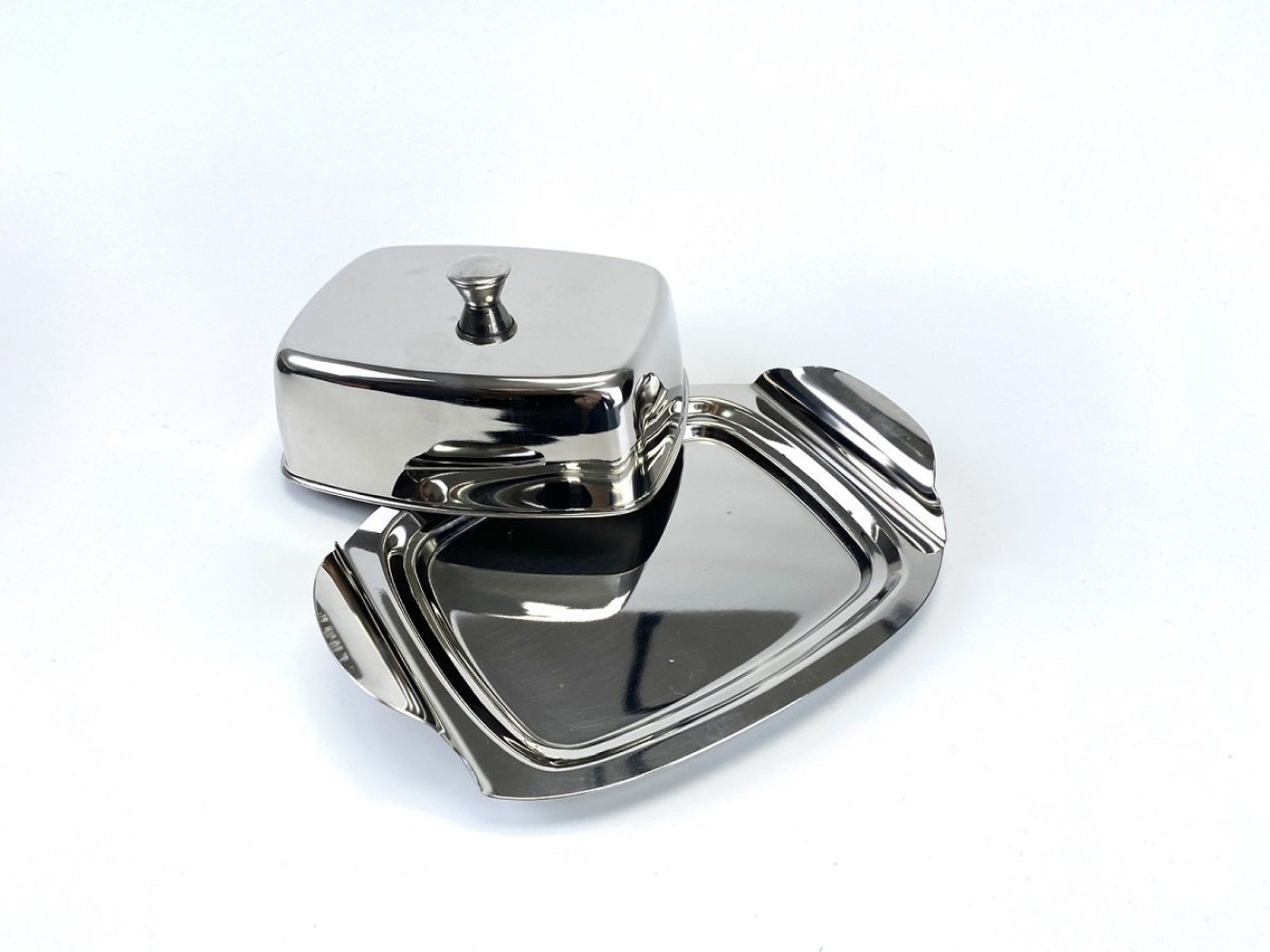 Масленка из нержавеющей стали с крышкой 19,7х13,5х6 см