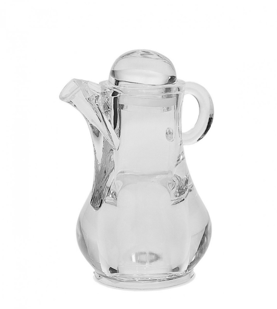 Чайник-соусник из акрила круглый прозрачный с крышкой 50 мл 9х11,5 см