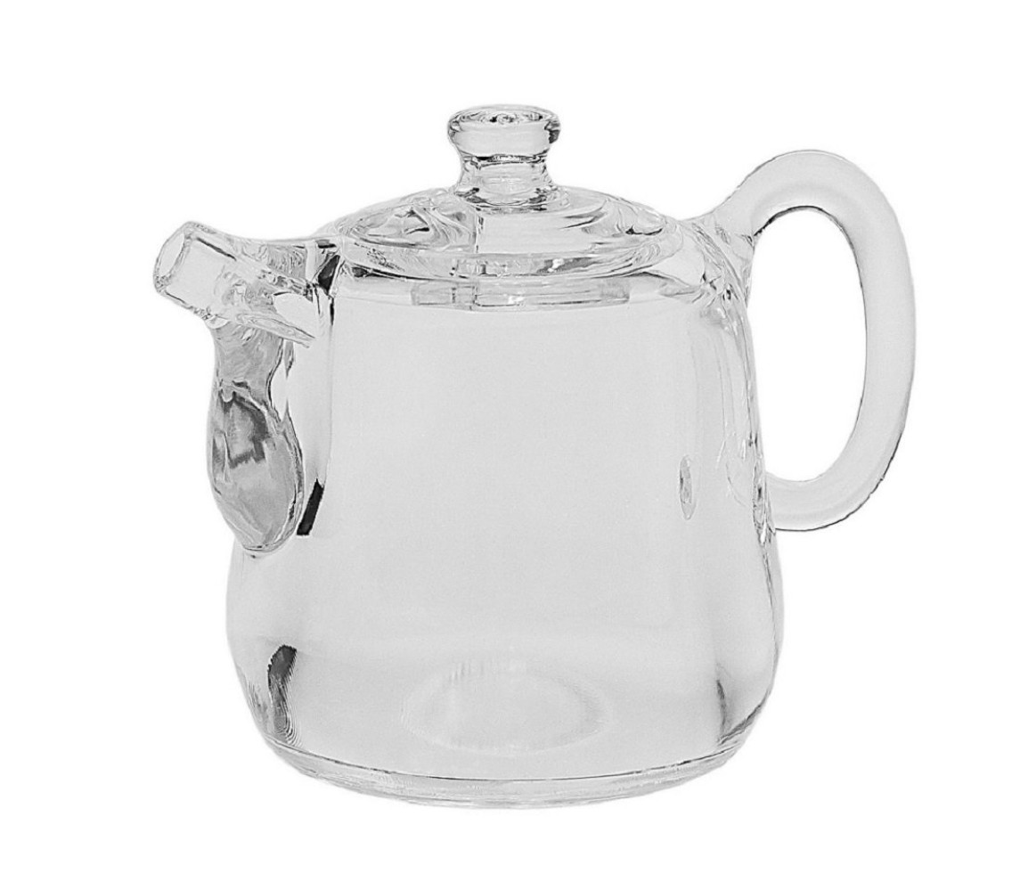 Чайник-соусник из акрила круглый прозрачный с крышкой 100 мл 8,5х11 см