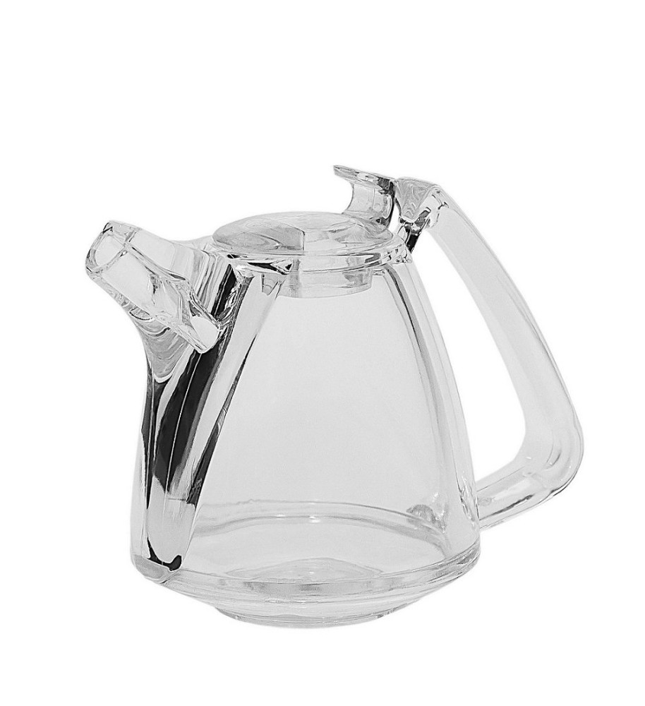 Чайник-соусник из акрила круглый прозрачный с крышкой 200 мл 10,5х13 см