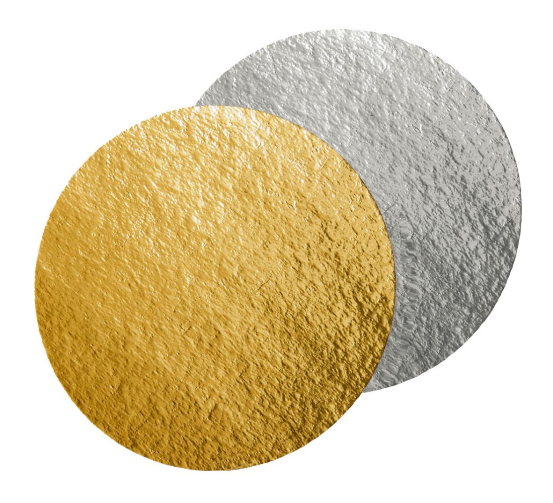 Подложка для десертов бумажная круглая металлизированная золото-серебро 90 мм 1 шт