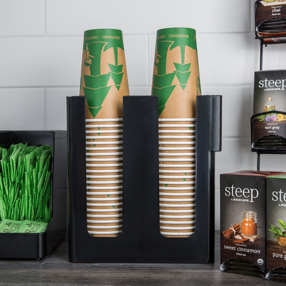 Органайзер для стаканов и крышек пластиковый 2 секции черный 21,5х24х11 см