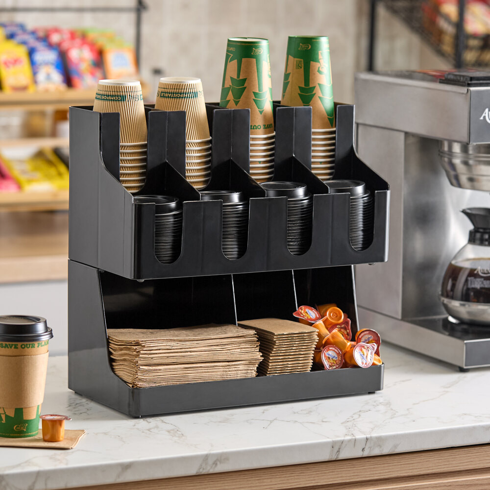 Органайзер для стаканов и крышек пластиковый 11 секций черный 41х40х21 см