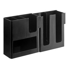 Органайзер для стаканов и крышек пластиковый 6 секций черный 44х24х11 см