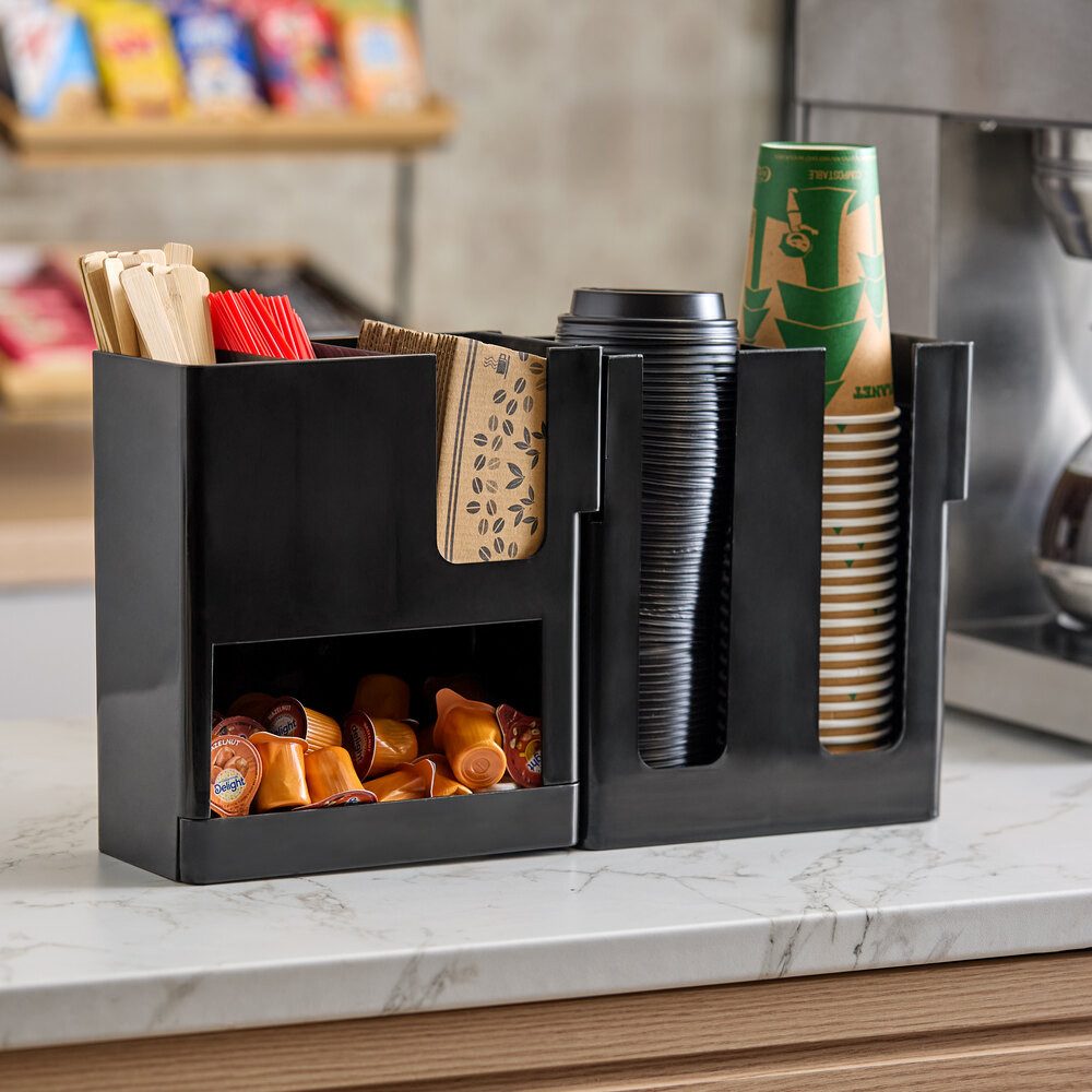 Органайзер для стаканов и крышек пластиковый 6 секций черный 44х24х11 см