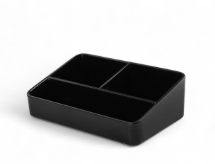 Органайзер для чайных пакетиков из меламина 3 секции черный 15,5х10х5 см