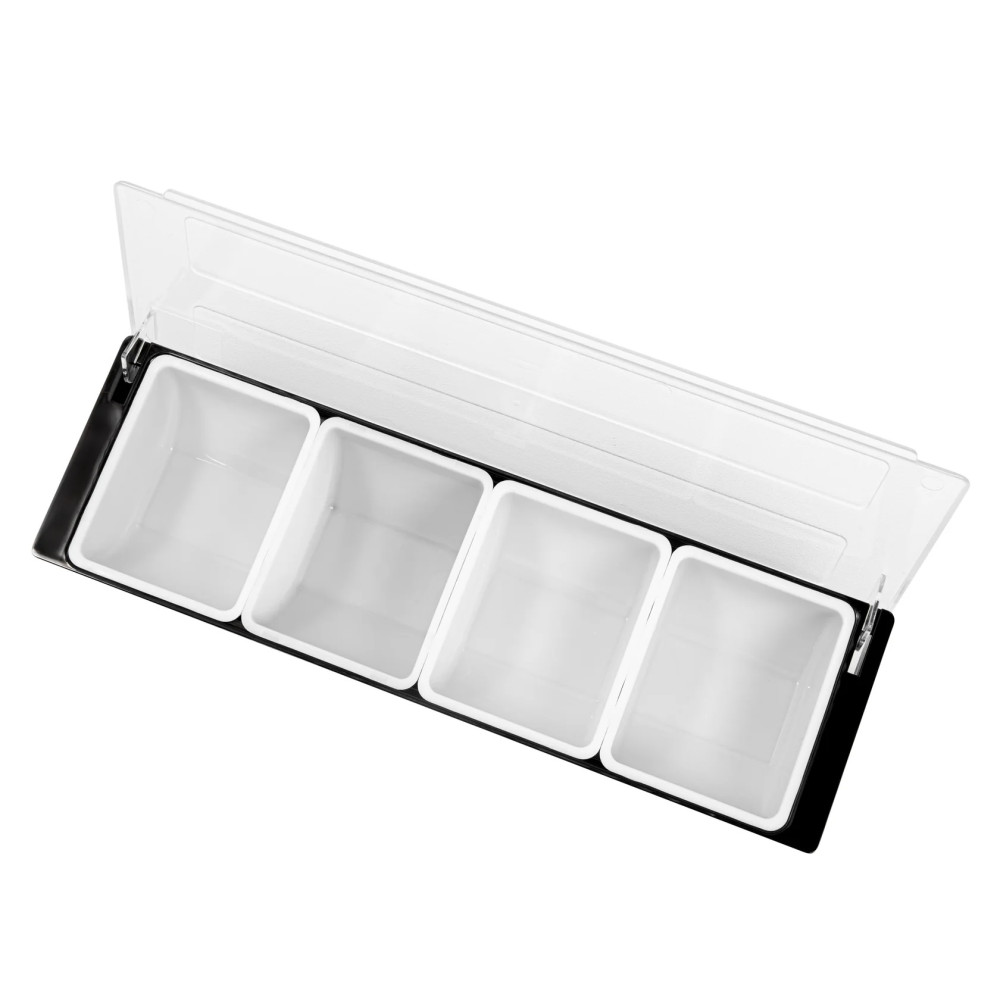 Ящик барный пластиковый 4 секции черный 50х16х9 см