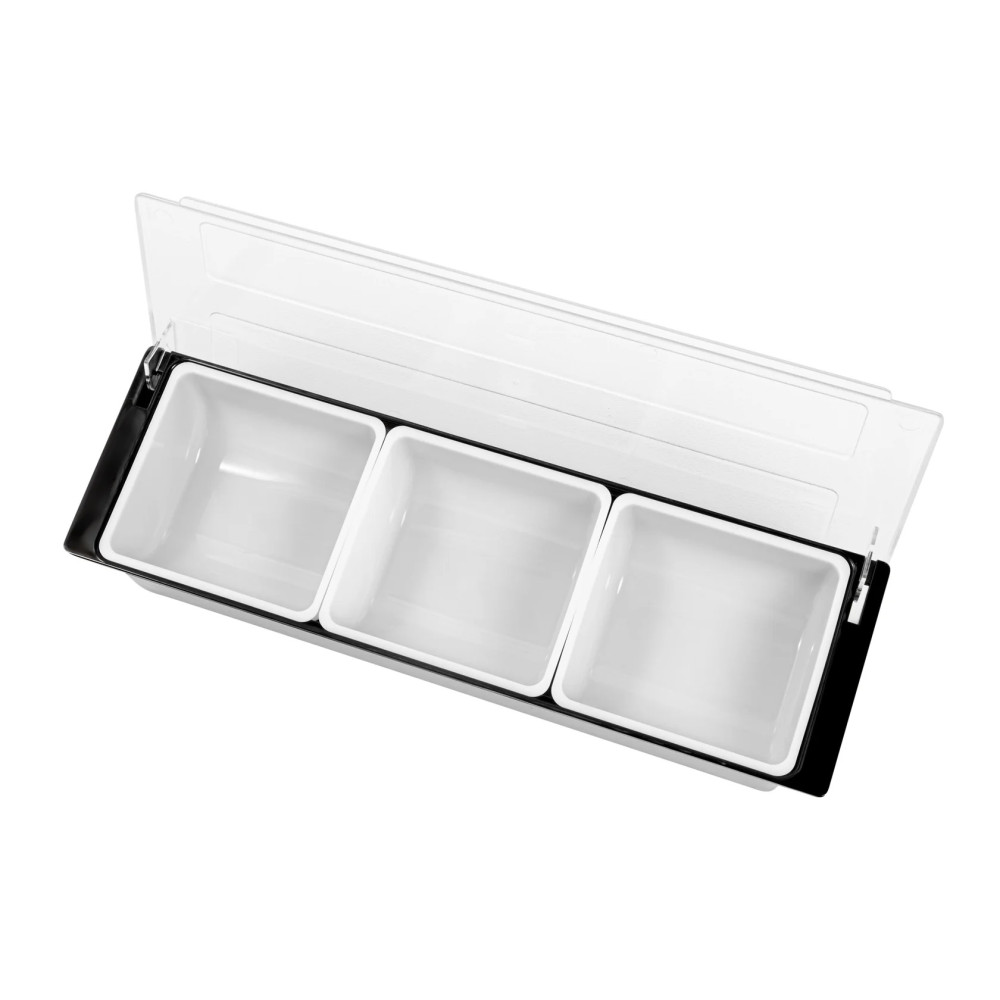 Ящик барный пластиковый 3 секции черный 50х16х9 см