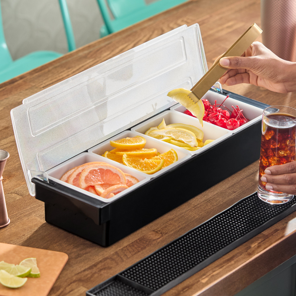 Ящик барный пластиковый 4 секции черный 50х16х9 см