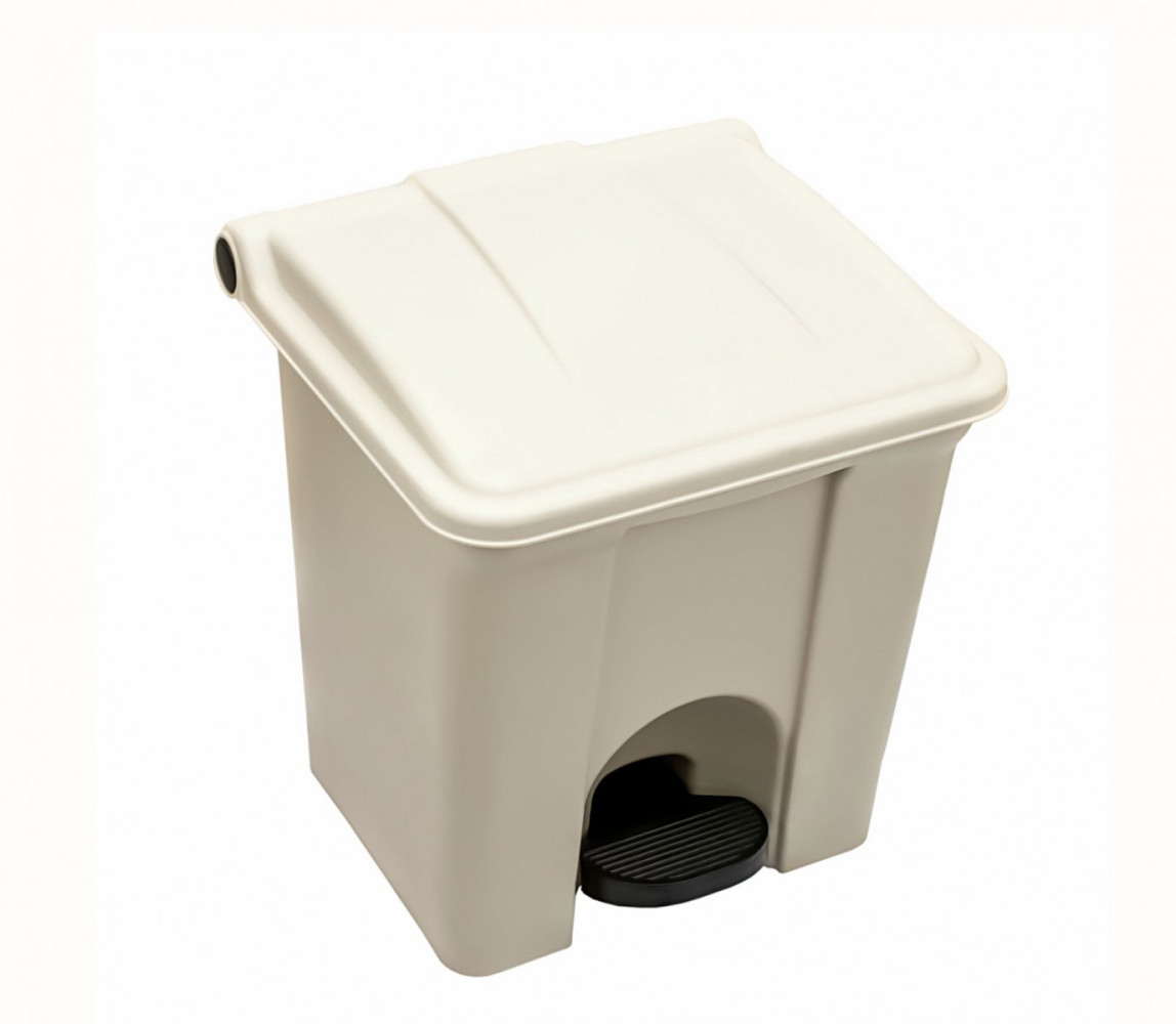 Контейнер для мусора пластиковый One Chef Step On бежевый с педалью 30 л 380х430х370 мм