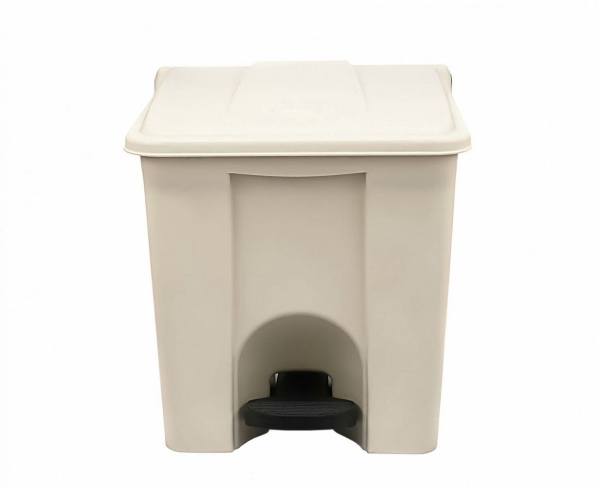 Контейнер для мусора пластиковый One Chef Step On бежевый с педалью 30 л 380х430х370 мм