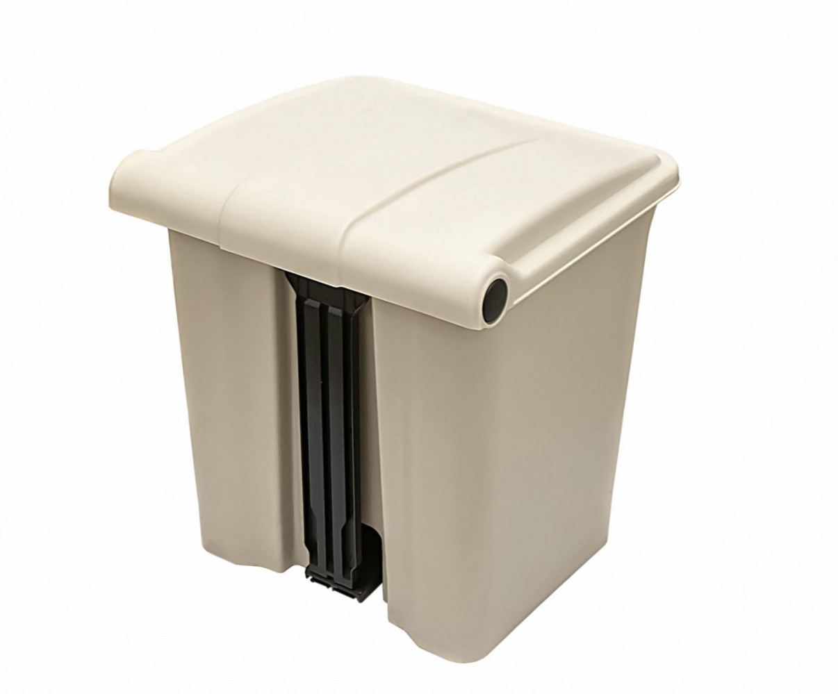 Контейнер для мусора пластиковый One Chef Step On бежевый с педалью 30 л 380х430х370 мм