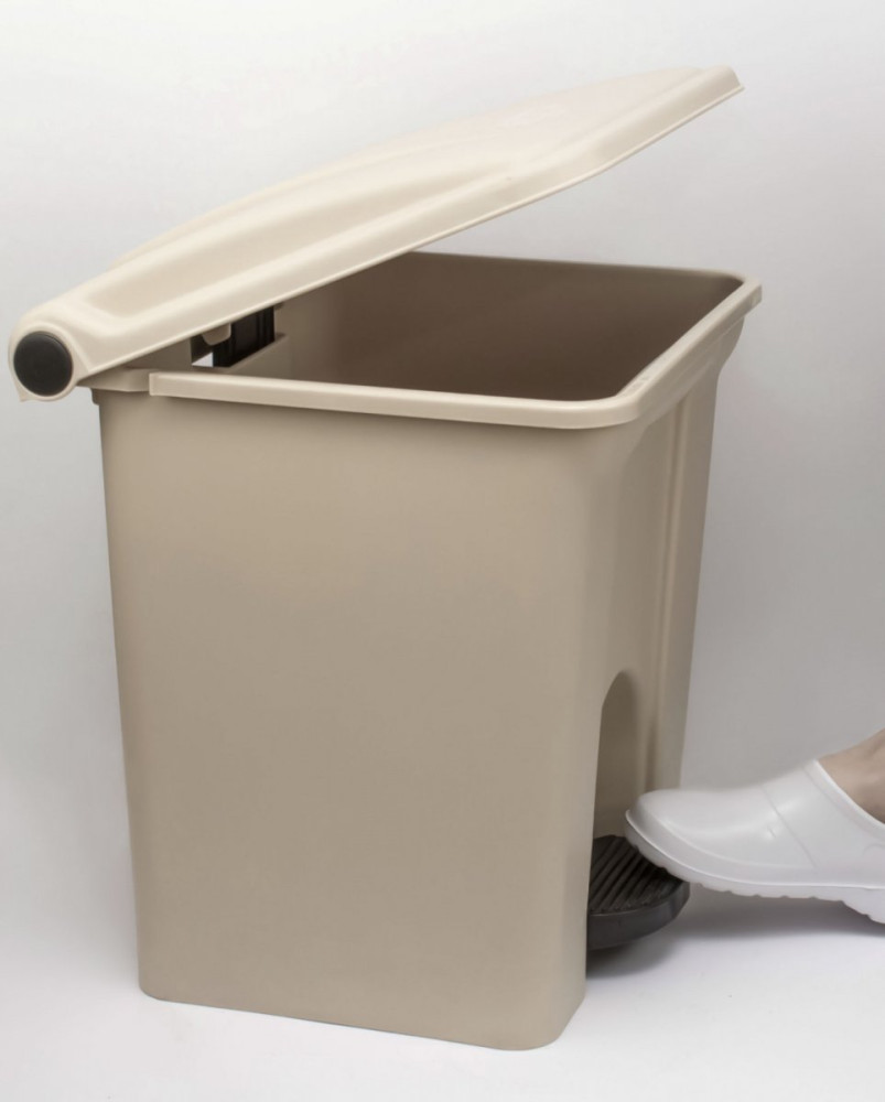 Контейнер для мусора пластиковый One Chef Step On бежевый с педалью 30 л 380х430х370 мм