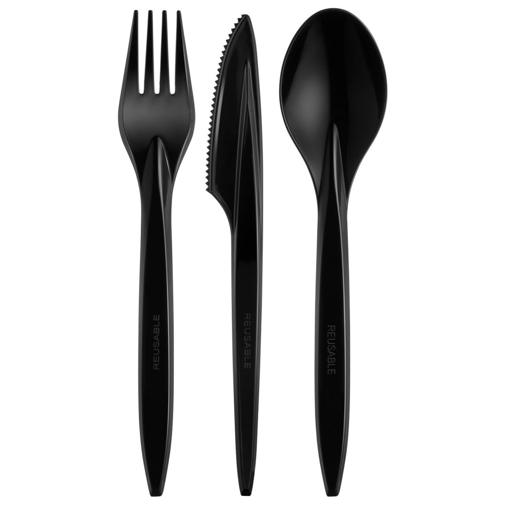 Ложка столовая пластиковая Luxe черная 180 мм 50 шт/уп (25 уп/ящ)