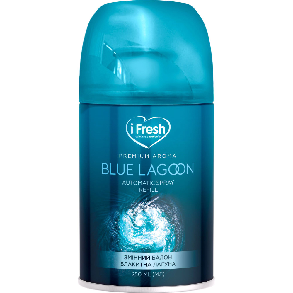 Сменный баллон для автоматического освежителя воздуха iFresh Premium Aroma Голубая лагуна аэрозоль 250 мл (12 шт/ящ)