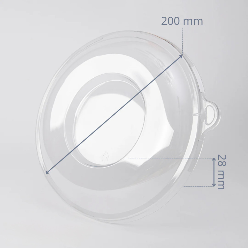 Крышка PET для салатника 19017, 19018 200 мм прозрачная 125 шт/уп (4 уп/ящ)