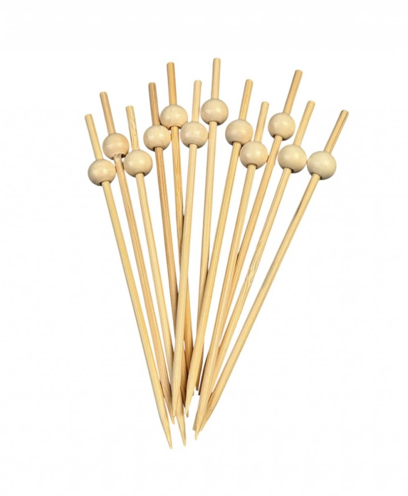 Шпажка бамбуковая Бусинка бежевая 120 мм 100 шт/уп (100 уп/ящ)