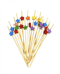 Шпажка бамбуковая Звезда ассорти 120 мм 100 шт/уп (100 уп/ящ)